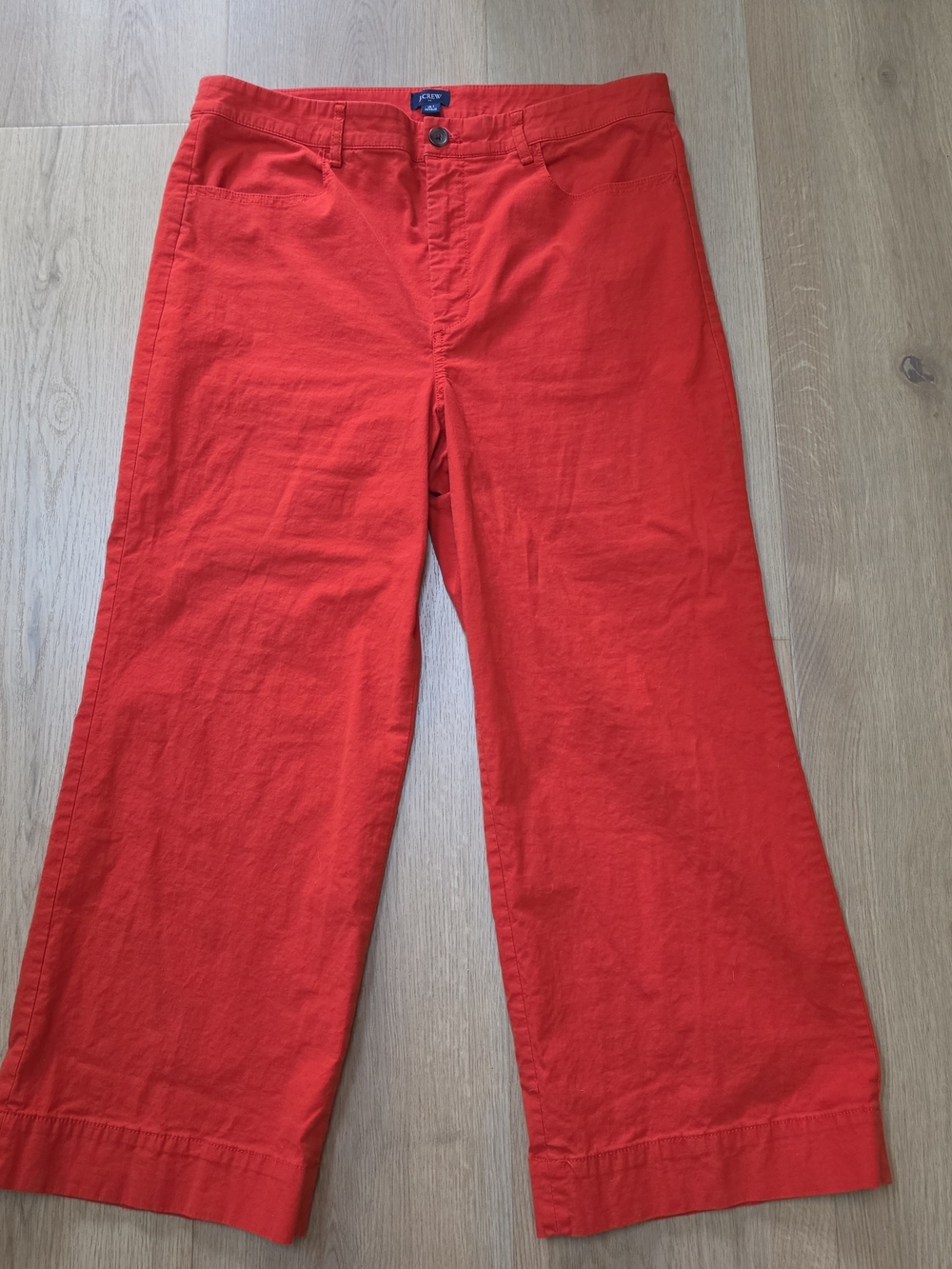 J. Crew Bold Red Wide-Leg cropped Trousers